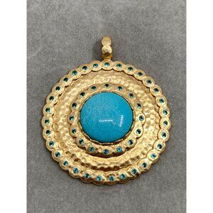 Ross-Simons Sterling Silver Vermeil Pendant With Blue Center and Blue Topaz